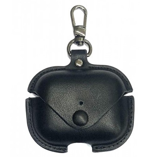 Airpods Pro Leather Case with Keychain Black